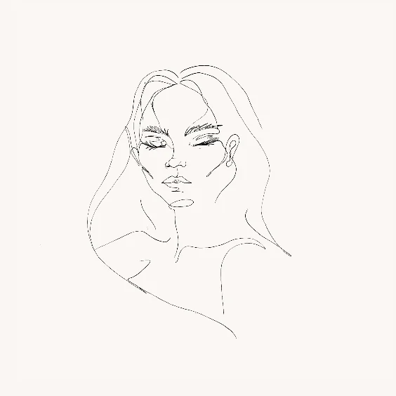 Line artwork of a lady depicting endoscopic S-Ponytail facelift