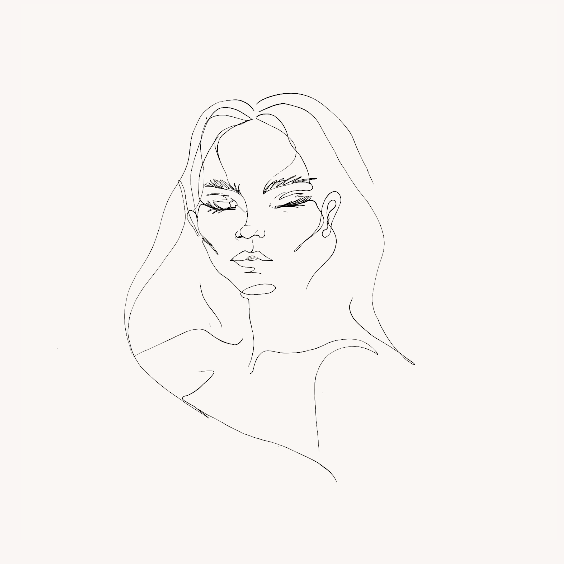 Line artwork of a lady depicting endoscopic S-Ponytail facelift